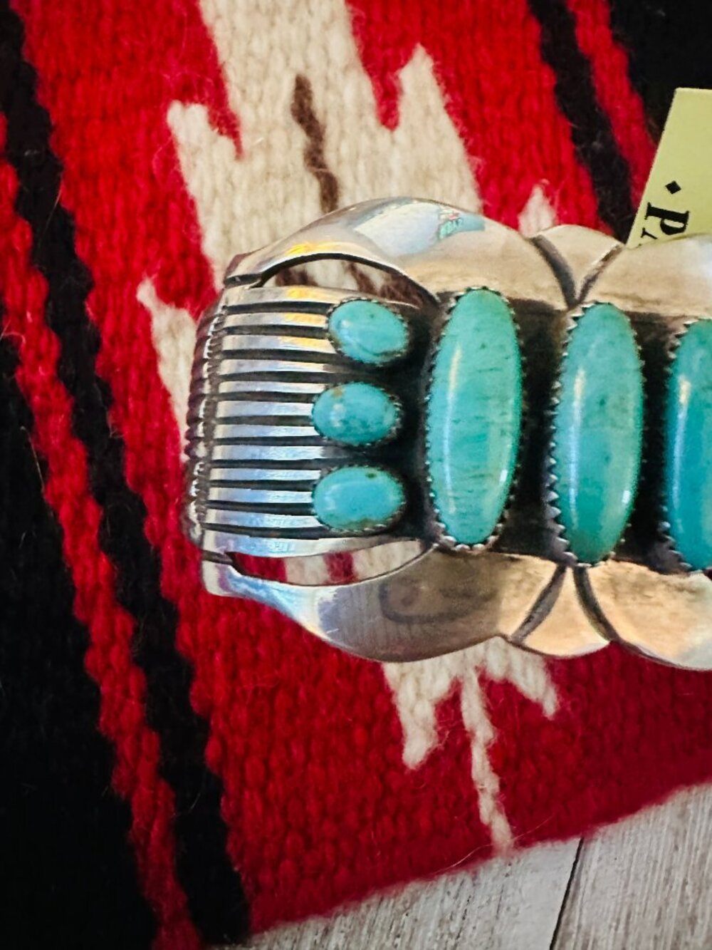 Old Pawn Sterling Silver & Turquoise Cuff Bracelet / - Picture 3 of 8